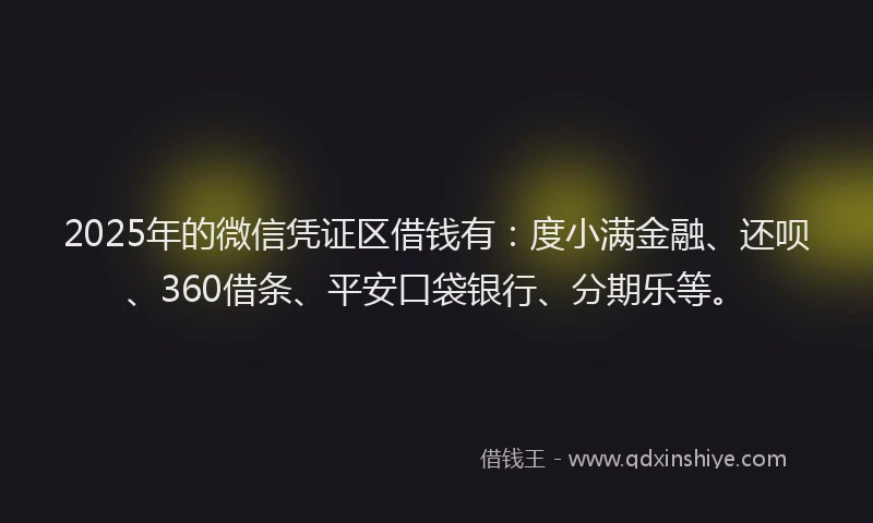2025年的微信凭证区借钱有：度小满金融、还呗、360借条、平安口袋银行、分期乐等。