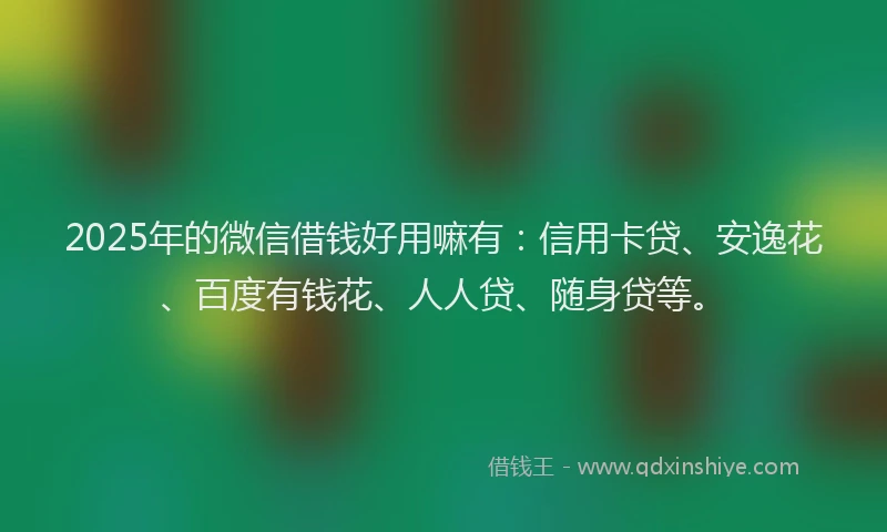 2025年的微信借钱好用嘛有：信用卡贷、安逸花、百度有钱花、人人贷、随身贷等。