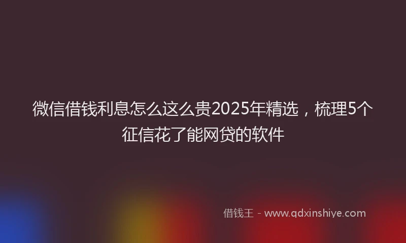 微信借钱利息怎么这么贵2025年精选，梳理5个征信花了能网贷的软件