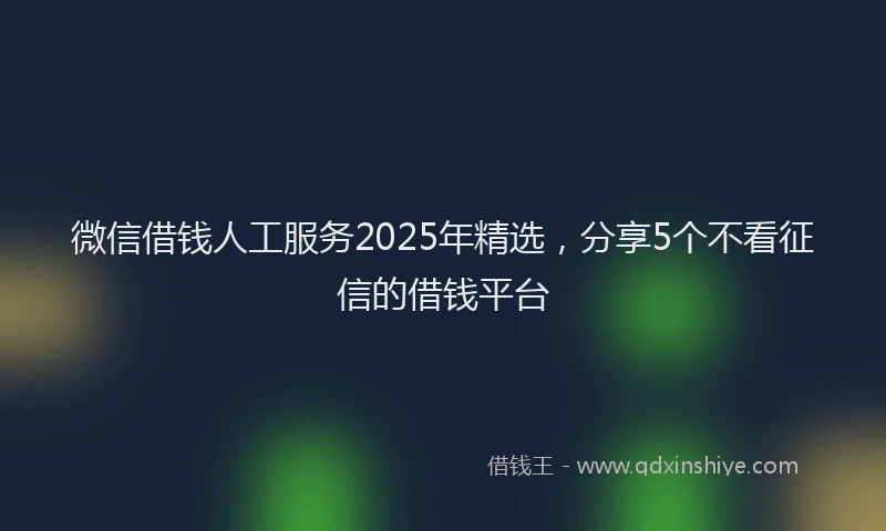 微信借钱人工服务2025年精选，分享5个不看征信的借钱平台