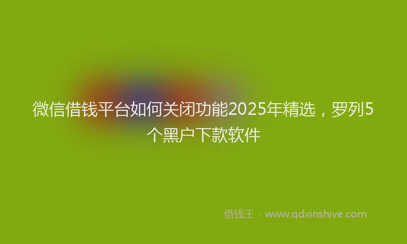 微信借钱平台如何关闭功能2025年精选，罗列5个黑户下款软件