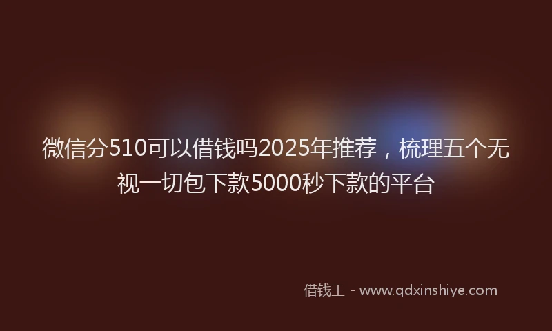 微信分510可以借钱吗2025年推荐，梳理五个无视一切包下款5000秒下款的平台