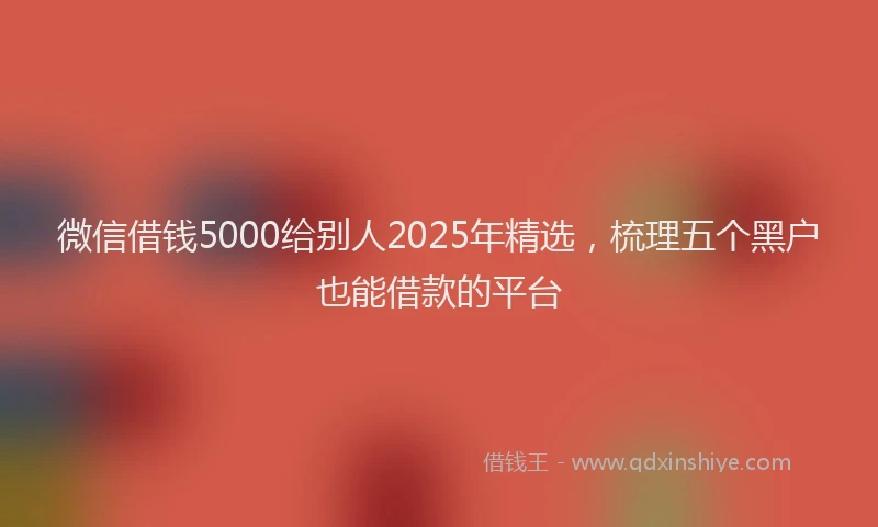 微信借钱5000给别人2025年精选，梳理五个黑户也能借款的平台