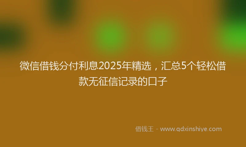 微信借钱分付利息2025年精选，汇总5个轻松借款无征信记录的口子