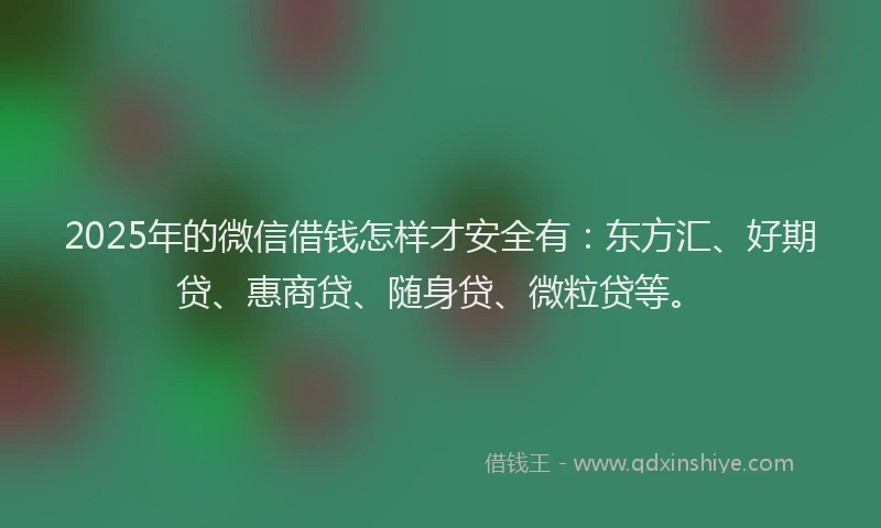 2025年的微信借钱怎样才安全有：东方汇、好期贷、惠商贷、随身贷、微粒贷等。