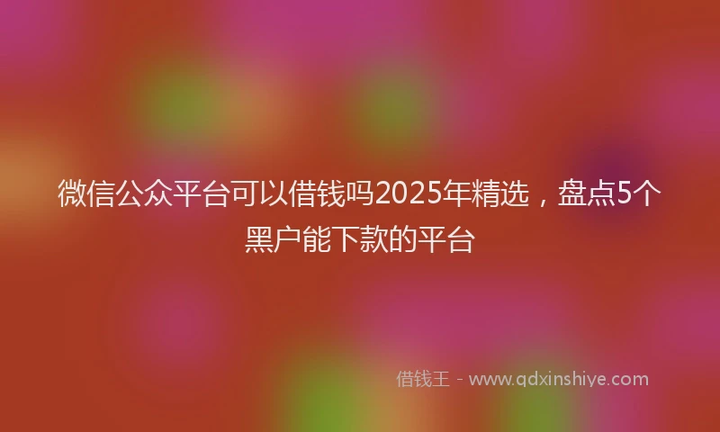 微信公众平台可以借钱吗2025年精选，盘点5个黑户能下款的平台