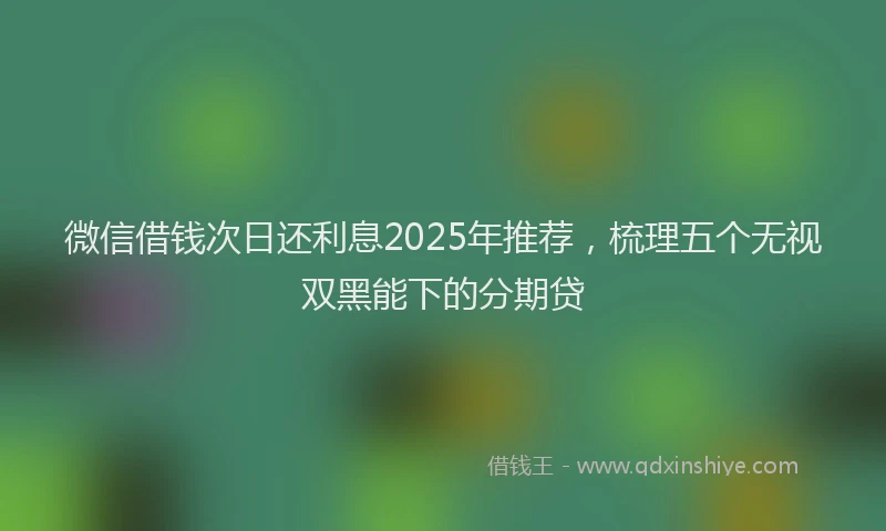 微信借钱次日还利息2025年推荐，梳理五个无视双黑能下的分期贷