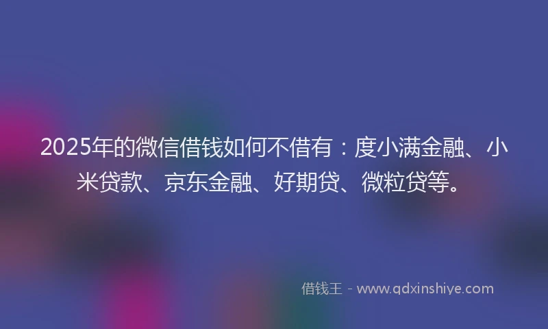 2025年的微信借钱如何不借有：度小满金融、小米贷款、京东金融、好期贷、微粒贷等。