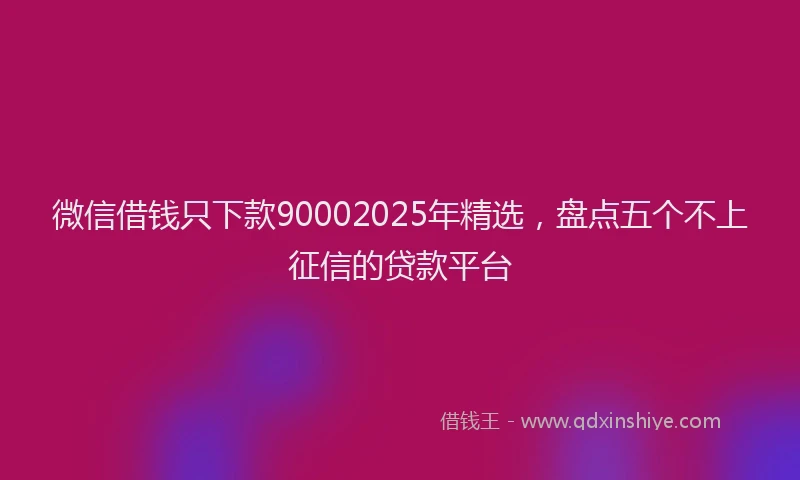 微信借钱只下款90002025年精选，盘点五个不上征信的贷款平台