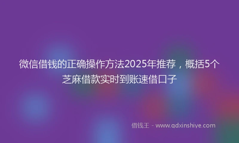 微信借钱的正确操作方法2025年推荐，概括5个芝麻借款实时到账速借口子