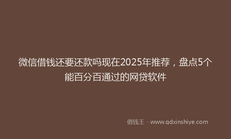 微信借钱还要还款吗现在2025年推荐，盘点5个能百分百通过的网贷软件