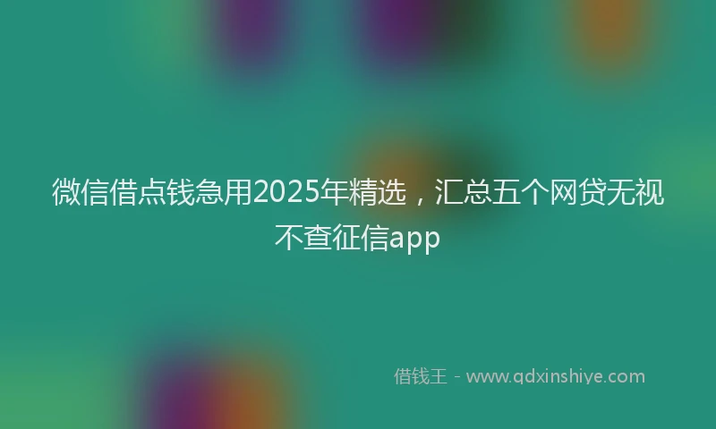 微信借点钱急用2025年精选，汇总五个网贷无视不查征信app