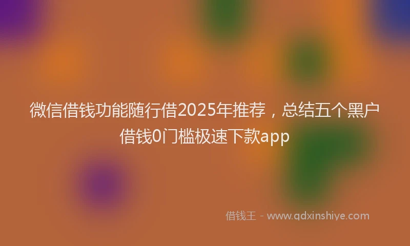 微信借钱功能随行借2025年推荐，总结五个黑户借钱0门槛极速下款app