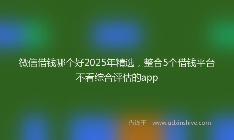微信借钱哪个好2025年精选，整合5个借钱平台不看综合评估的app