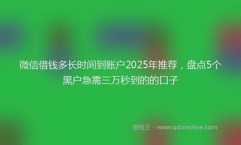 微信借钱多长时间到账户2025年推荐，盘点5个黑户急需三万秒到的的口子