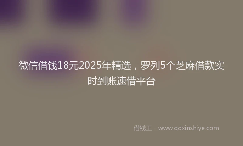 微信借钱18元2025年精选，罗列5个芝麻借款实时到账速借平台