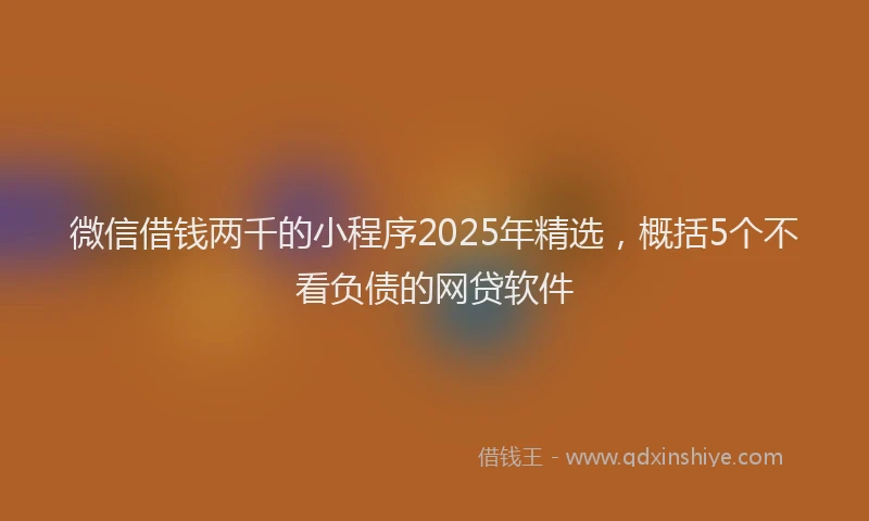 微信借钱两千的小程序2025年精选，概括5个不看负债的网贷软件