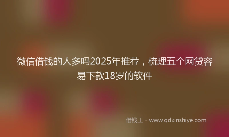 微信借钱的人多吗2025年推荐，梳理五个网贷容易下款18岁的软件