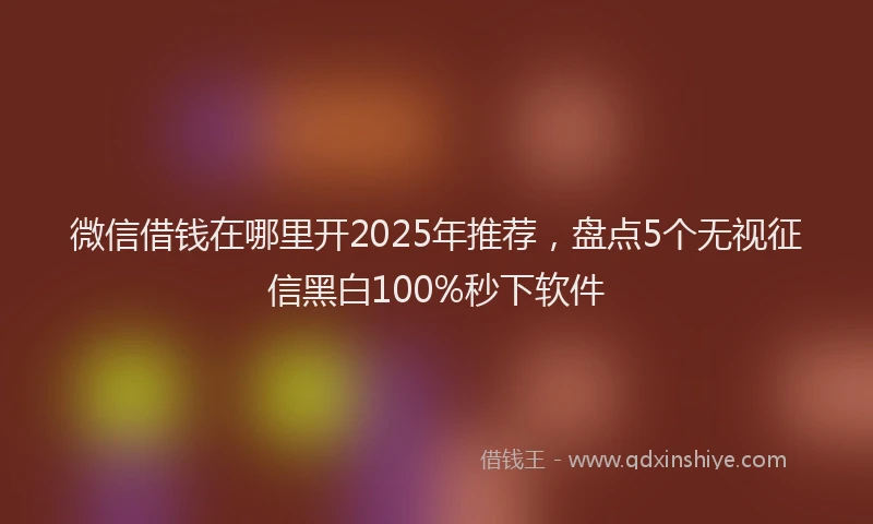 微信借钱在哪里开2025年推荐，盘点5个无视征信黑白100%秒下软件