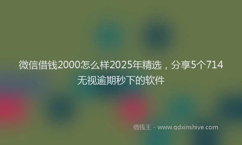 微信借钱2000怎么样2025年精选，分享5个714无视逾期秒下的软件
