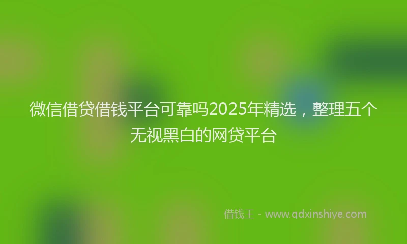 微信借贷借钱平台可靠吗2025年精选，整理五个无视黑白的网贷平台