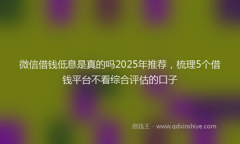 微信借钱低息是真的吗2025年推荐，梳理5个借钱平台不看综合评估的口子