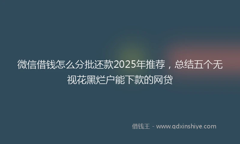 微信借钱怎么分批还款2025年推荐，总结五个无视花黑烂户能下款的网贷