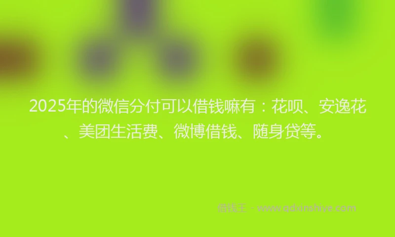 2025年的微信分付可以借钱嘛有：花呗、安逸花、美团生活费、微博借钱、随身贷等。