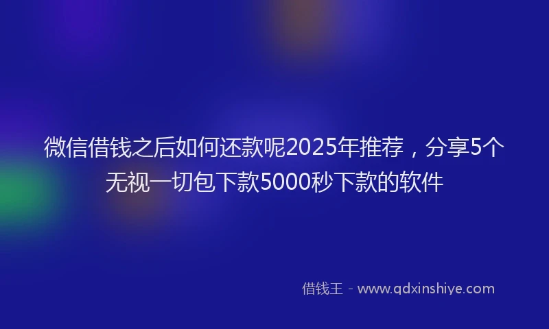 微信借钱之后如何还款呢2025年推荐，分享5个无视一切包下款5000秒下款的软件