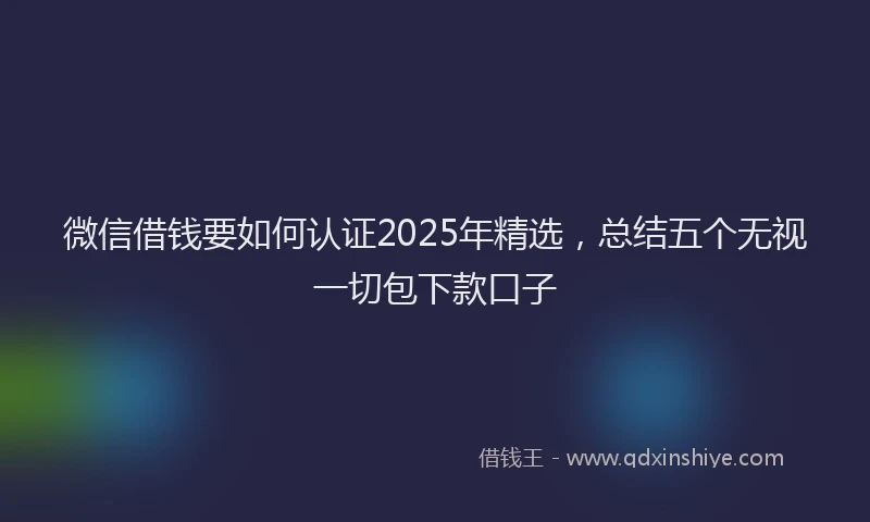 微信借钱要如何认证2025年精选，总结五个无视一切包下款口子