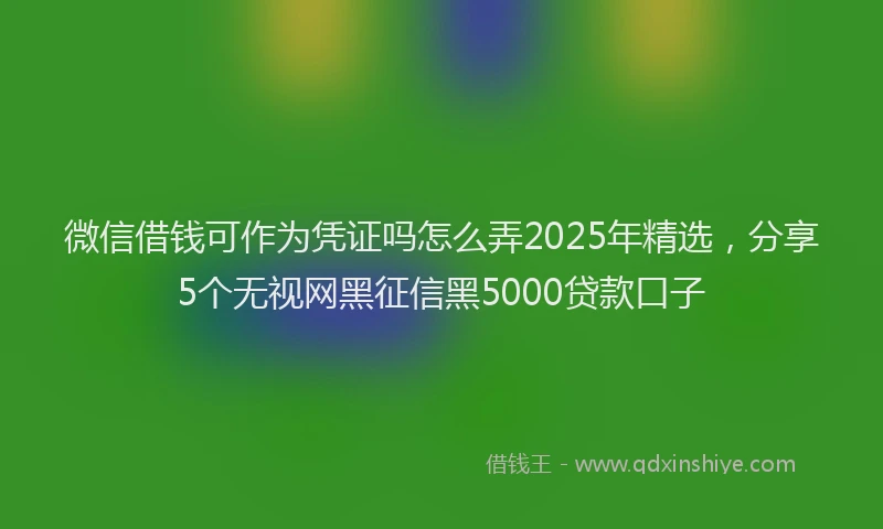 微信借钱可作为凭证吗怎么弄2025年精选，分享5个无视网黑征信黑5000贷款口子