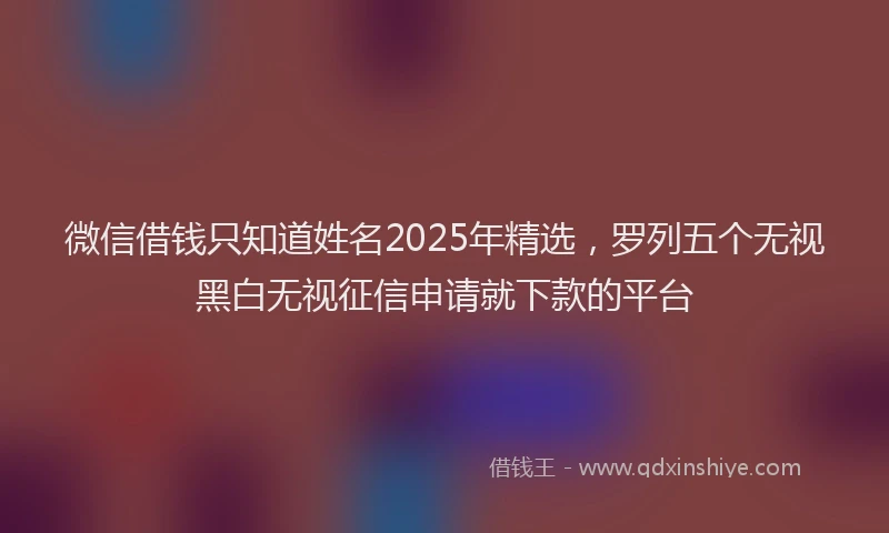 微信借钱只知道姓名2025年精选，罗列五个无视黑白无视征信申请就下款的平台