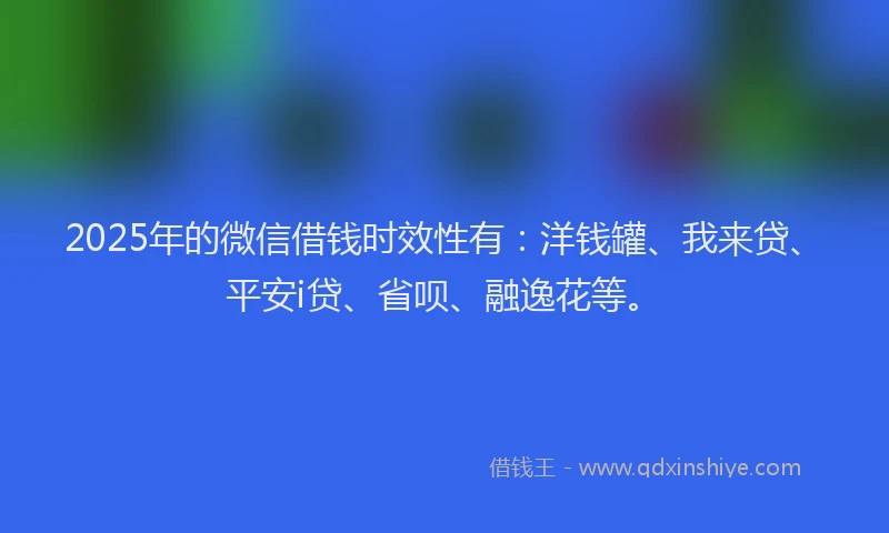 2025年的微信借钱时效性有：洋钱罐、我来贷、平安i贷、省呗、融逸花等。
