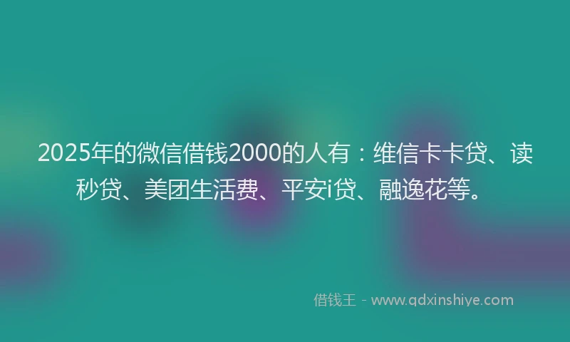 2025年的微信借钱2000的人有：维信卡卡贷、读秒贷、美团生活费、平安i贷、融逸花等。