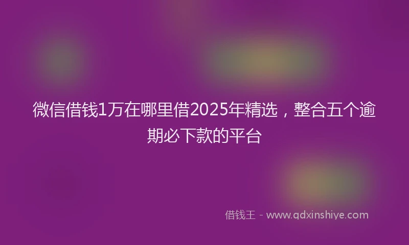 微信借钱1万在哪里借2025年精选，整合五个逾期必下款的平台