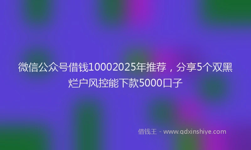 微信公众号借钱10002025年推荐，分享5个双黑烂户风控能下款5000口子