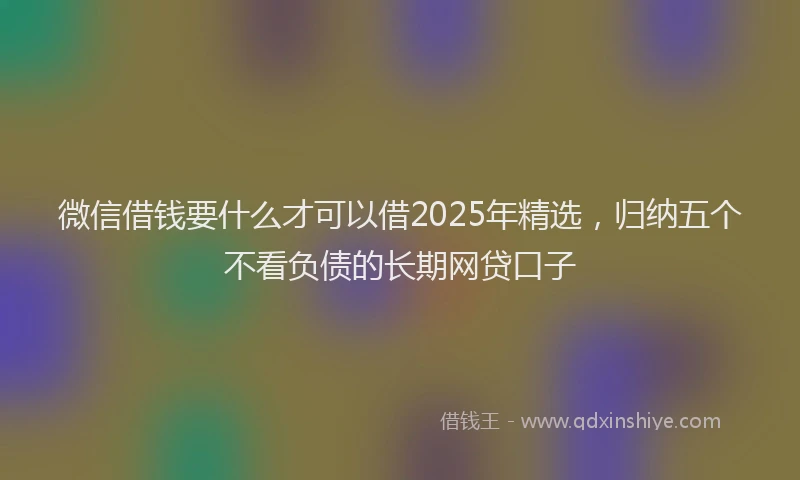 微信借钱要什么才可以借2025年精选，归纳五个不看负债的长期网贷口子