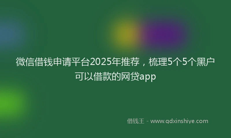 微信借钱申请平台2025年推荐，梳理5个5个黑户可以借款的网贷app