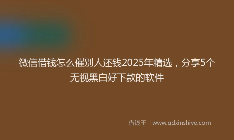 微信借钱怎么催别人还钱2025年精选，分享5个无视黑白好下款的软件