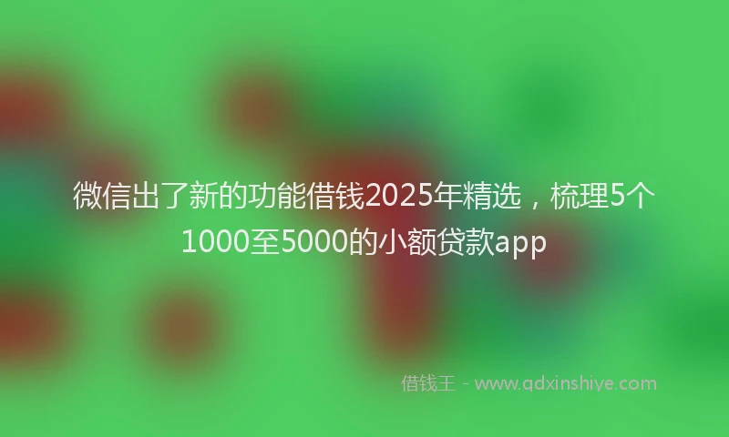 微信出了新的功能借钱2025年精选，梳理5个1000至5000的小额贷款app