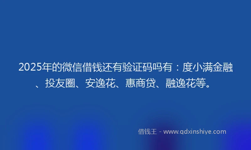 2025年的微信借钱还有验证码吗有：度小满金融、投友圈、安逸花、惠商贷、融逸花等。
