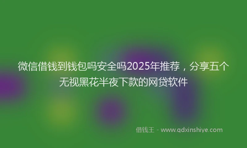 微信借钱到钱包吗安全吗2025年推荐，分享五个无视黑花半夜下款的网贷软件