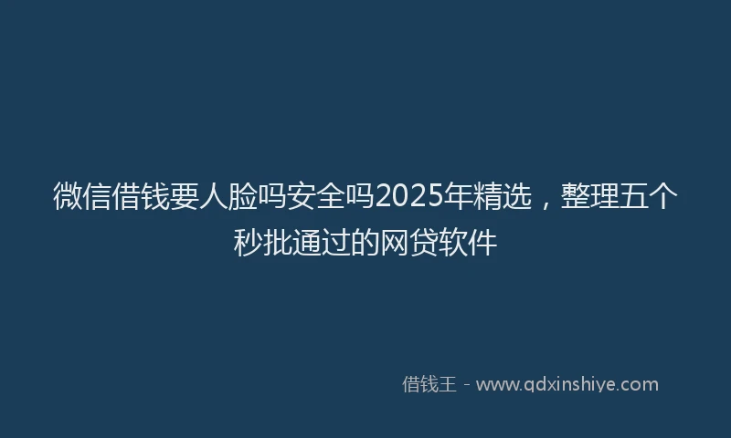 微信借钱要人脸吗安全吗2025年精选，整理五个秒批通过的网贷软件