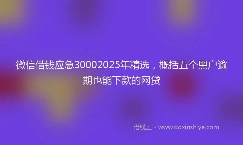 微信借钱应急30002025年精选，概括五个黑户逾期也能下款的网贷