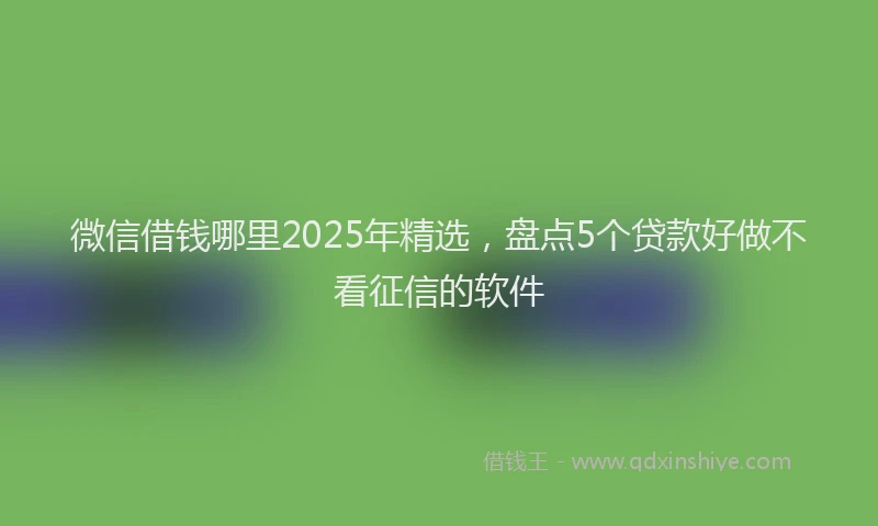 微信借钱哪里2025年精选，盘点5个贷款好做不看征信的软件