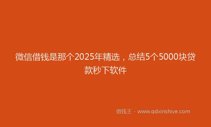 微信借钱是那个2025年精选，总结5个5000块贷款秒下软件