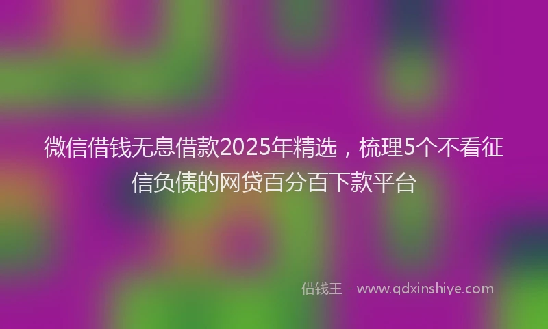 微信借钱无息借款2025年精选，梳理5个不看征信负债的网贷百分百下款平台