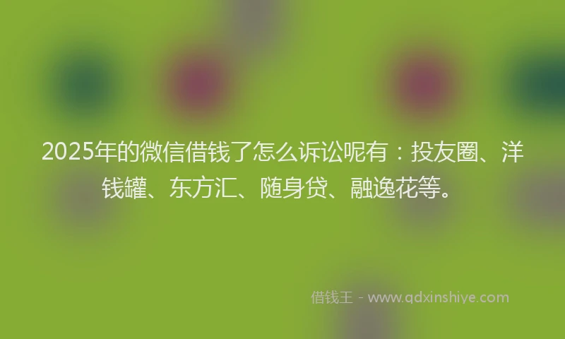 2025年的微信借钱了怎么诉讼呢有：投友圈、洋钱罐、东方汇、随身贷、融逸花等。