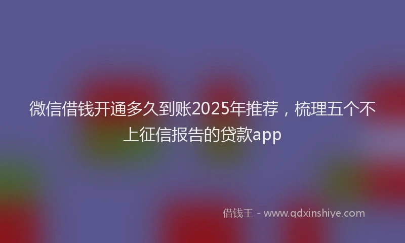 微信借钱开通多久到账2025年推荐，梳理五个不上征信报告的贷款app