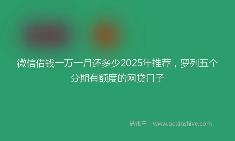 微信借钱一万一月还多少2025年推荐，罗列五个分期有额度的网贷口子